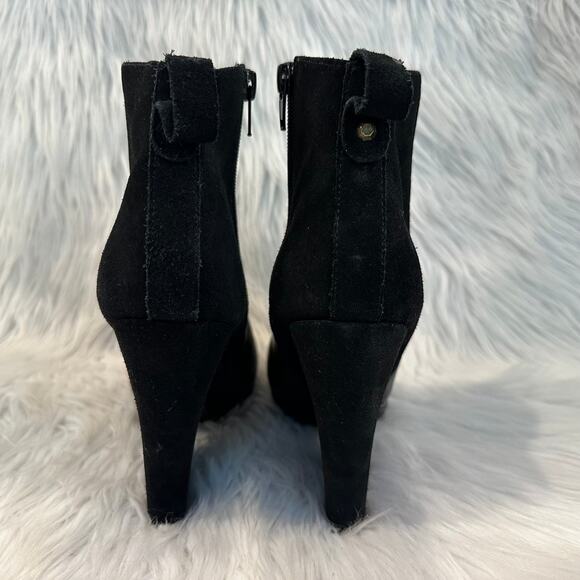 Steve Madden Upstage Ankle Boots Suede Leather Chunky Heel Platform Boots Black - Picture 7 of 8
